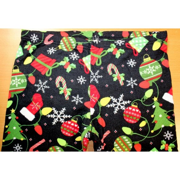 Womens Juniors Faded Glory Ankle Leggings Large 12-14 Christmas Ornaments Black - Picture 3 of 7